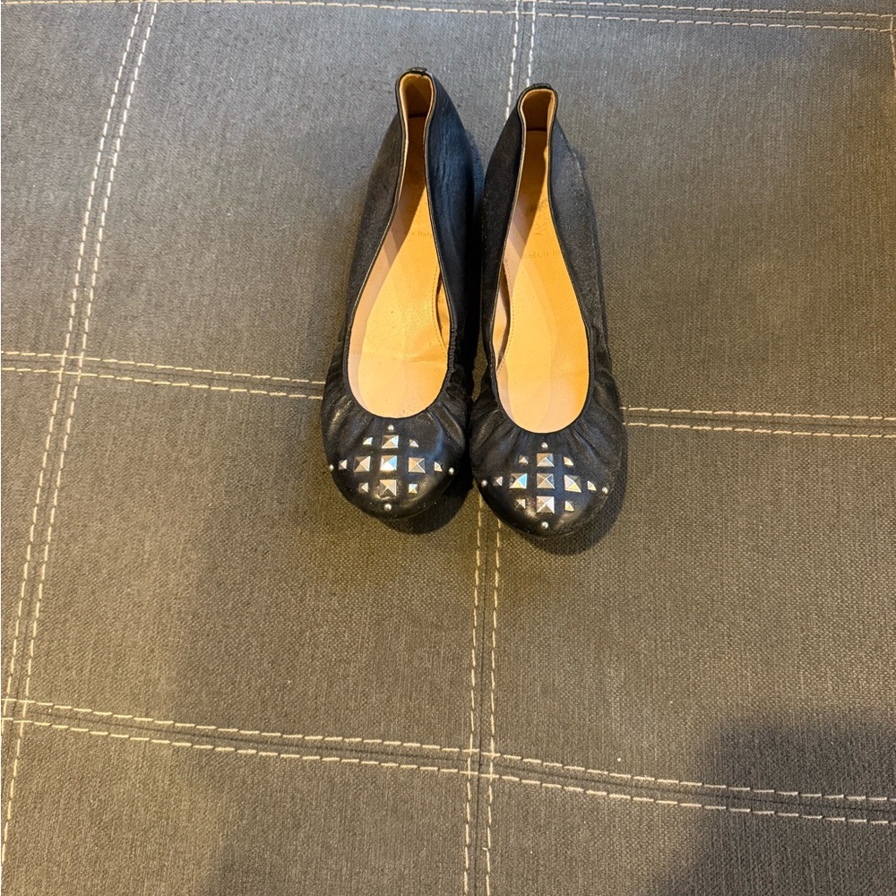 J. Crew Black Flats with Cutout Design